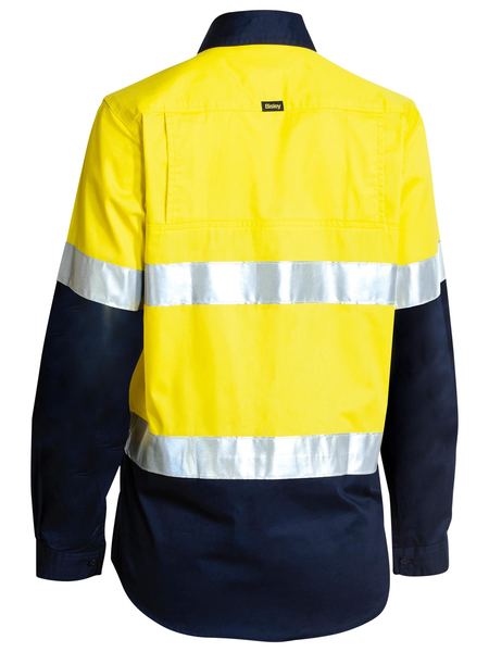 Bisley Womens 3M Taped Two Tone Hi Vis Cool Lightweight Shirt Long Sleeve (BL6896)