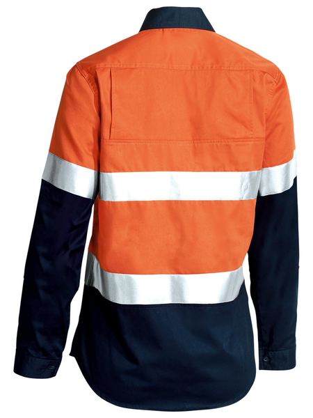 Bisley Womens 3M Taped Two Tone Hi Vis Cool Lightweight Shirt Long Sleeve (BL6896)