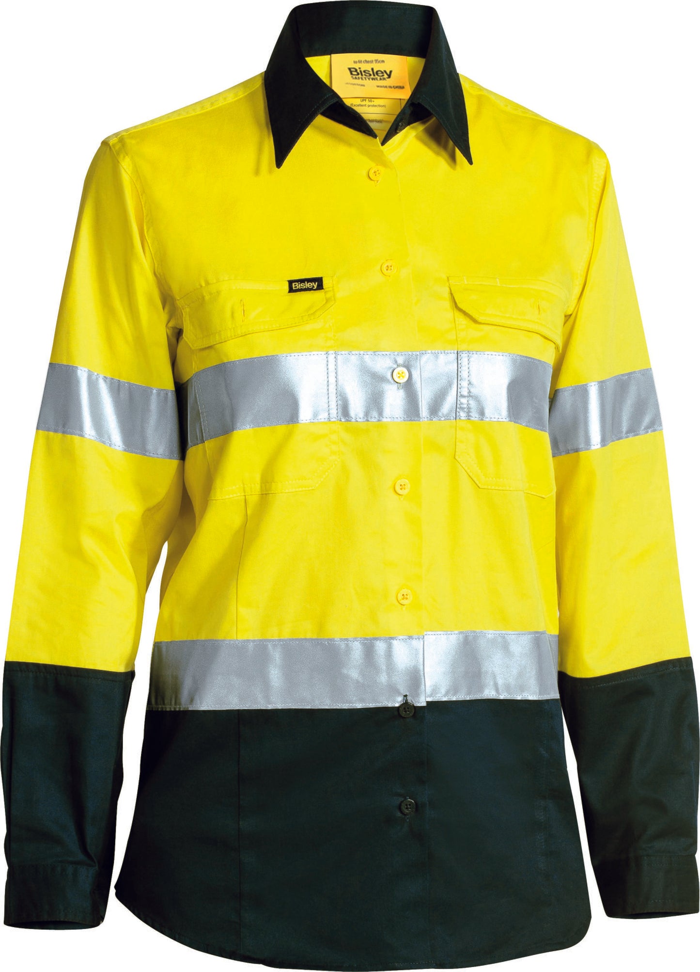 Bisley Womens 3M Taped Two Tone Hi Vis Cool Lightweight Shirt Long Sleeve (BL6896)