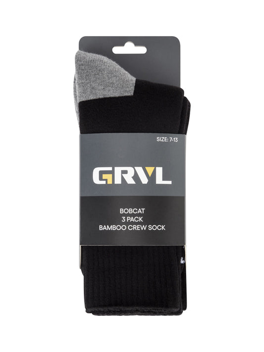 GRVL Bobcat Bamboo Heavy Duty Crew 3 Pack Sock (GRVLS3)