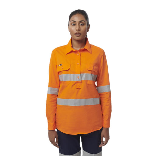 King Gee Womens Workcool Vented Closed Front Shirt Taped Long Sleeve (K44228)
