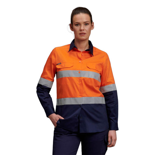 King Gee Women's Hi-Vis Reflective Long Sleeve Work Shirt (K44532)