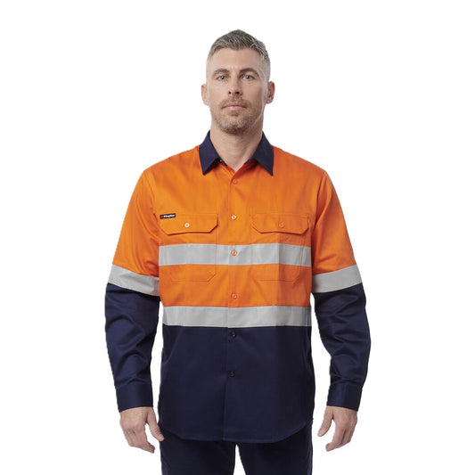 King Gee Originals Hi-Vis Reflective Two Tone Long Sleeve Work Shirt (K54315)