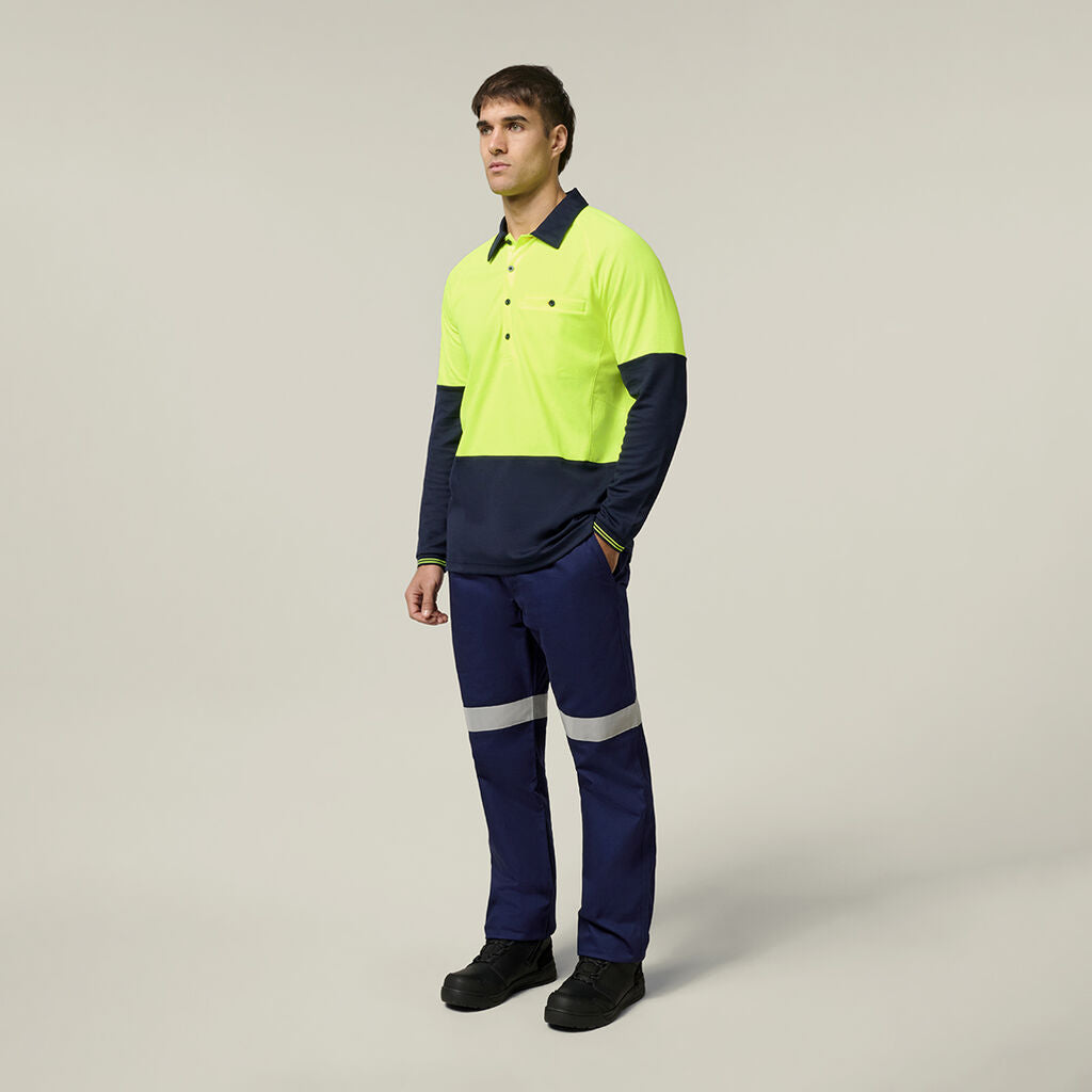 Hard Yakka Core Hi-vis 2 Tone Vented Long Sleeve Polo (Y11389)