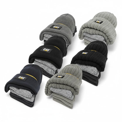 CAT Workwear Logo Knit Beanie and 5 Sock Bundle (1490049)