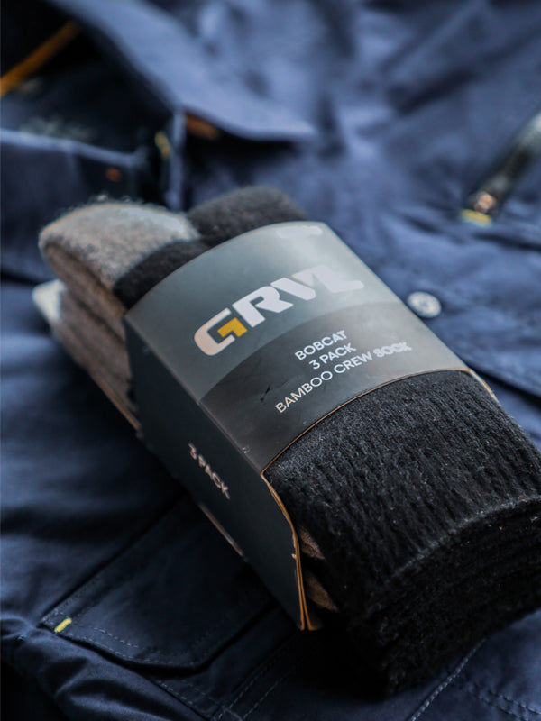 GRVL Bobcat Bamboo Heavy Duty Crew 3 Pack Sock (GRVLS3)