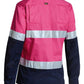 Bisley Womens 3M Taped Two Tone Hi Vis Cool Lightweight Shirt  Long Sleeve (BL6896)