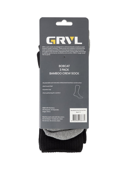 GRVL Bobcat Bamboo Heavy Duty Crew 3 Pack Sock (GRVLS3)