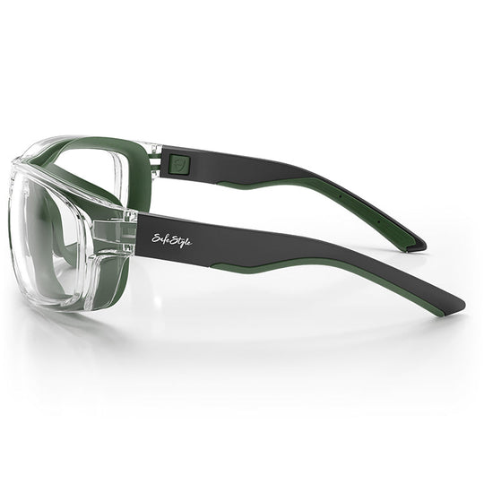 Safestyle Switches Clear/Green Frame Clear Lens Safety Glasses (SPSW1-0002)
