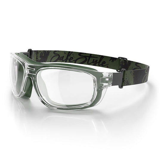 Safestyle Switches Clear/Green Frame Clear Lens Safety Glasses (SPSW1-0002)
