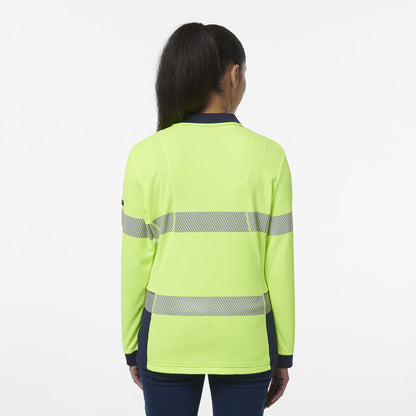 King Gee Women's Workcool Hyperfreeze Spliced Long Sleeve Polo With Segmented Tape (K44223)