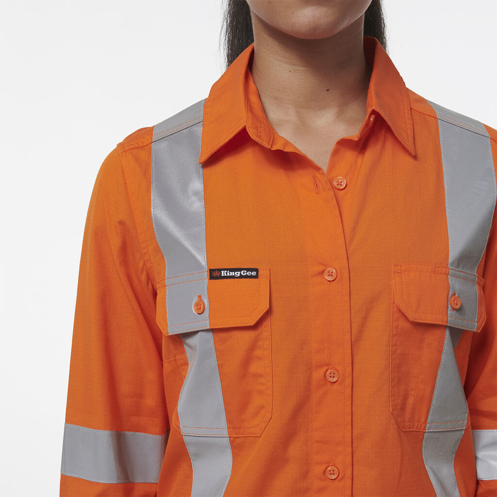 King Gee Women's Workcool Vented  X Black Shirt (K44233)