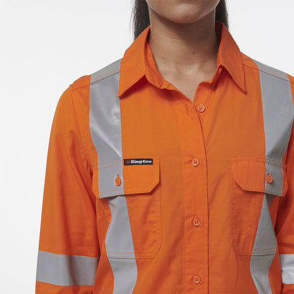 King Gee Women's Workcool Vented  X Black Shirt (K44233)