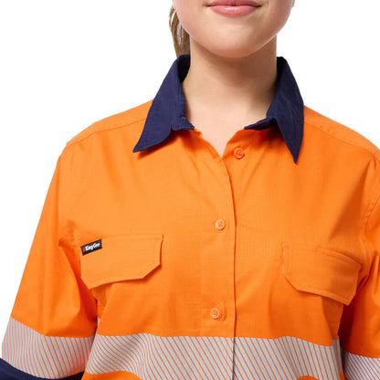 King Gee Women's Workcool Spliced Stretch Taped Long Sleeve Shirt (K44243)