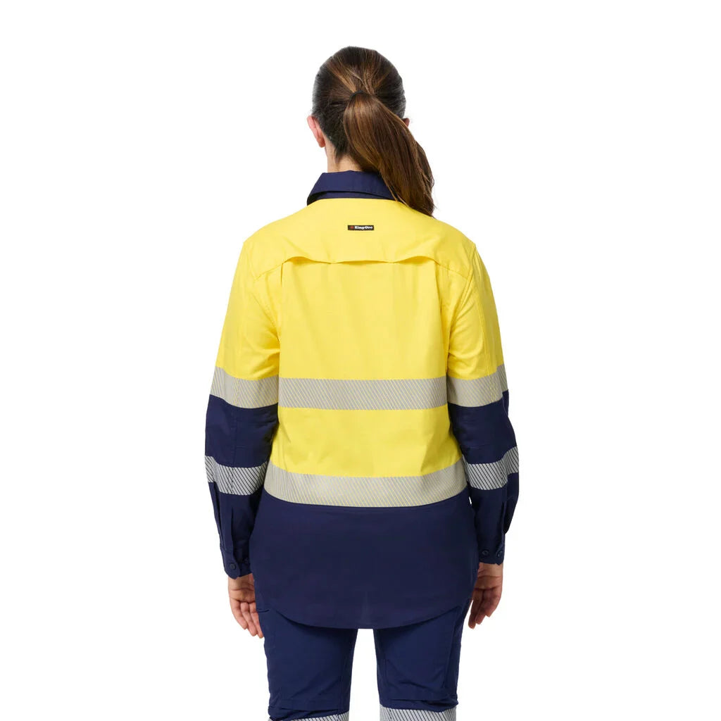 King Gee Women's Workcool Spliced Stretch Taped Long Sleeve Shirt (K44243)