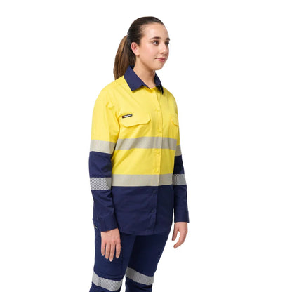 King Gee Women's Workcool Spliced Stretch Taped Long Sleeve Shirt (K44243)