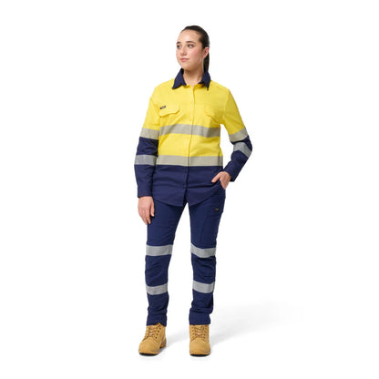King Gee Women's Workcool Spliced Stretch Taped Long Sleeve Shirt (K44243)