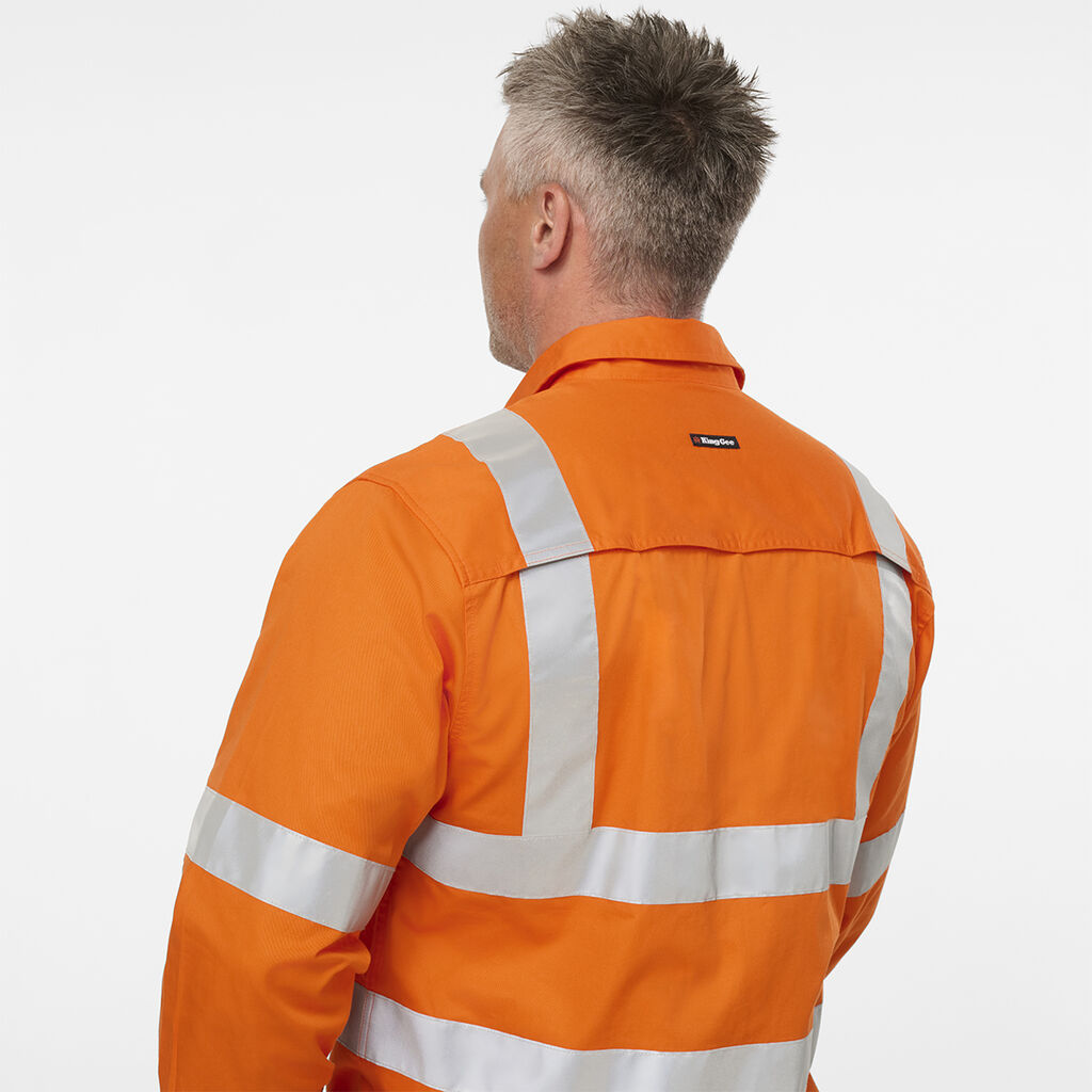 King Gee Originals VIC Rail Hi Vis Vented Taped Long Sleeve Shirt (K54048)