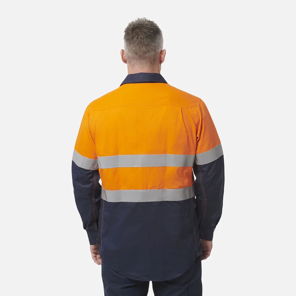 King Gee ShieldTec Fr Hi Vis 2 Tone Open Front Taped Shirt PPE2 (Y04350)