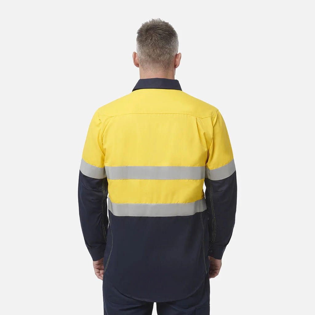 King Gee ShieldTec Fr Hi Vis 2 Tone Open Front Taped Shirt PPE2 (Y04350)