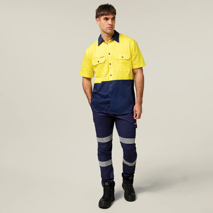Hard Yakka Core Hi-Vis Light Weight Vented Short Sleeve Cotton Shirt (Y04620)
