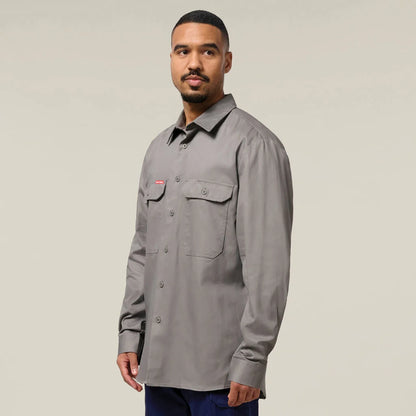 Hard Yakka Long Sleeve Open Front Cotton Drill Work Shirt (Y07500)