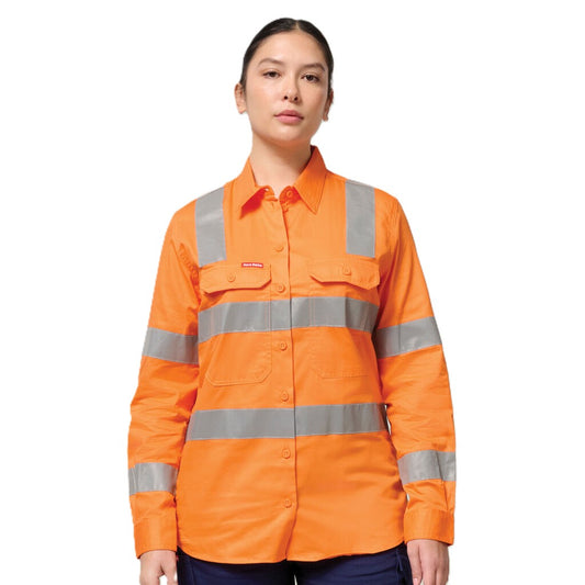 Hard Yakka Womenâ??s Foundations Biomotion Hi-vis Taped Long Sleeve Shirt (Y08421)