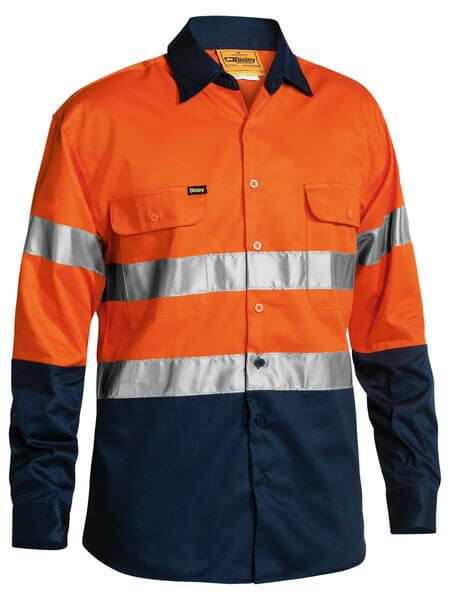 Bisley 2 Tone Hi Vis Shirt 3M Reflective Tape  Long Sleeve (BT6456)
