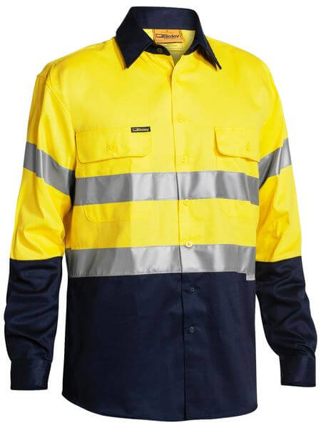 Bisley 2 Tone Hi Vis Shirt 3M Reflective Tape  Long Sleeve (BT6456)