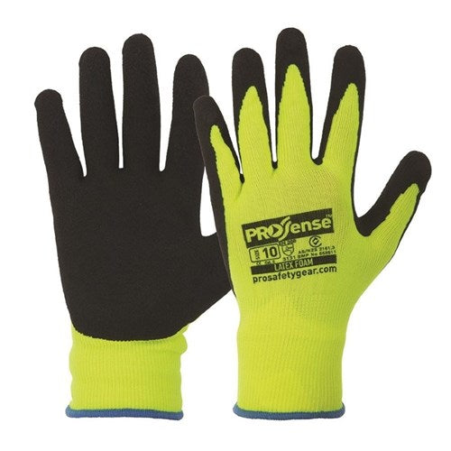 Pro Choice Black Latex Foam On Hi Vis Yellow Nylon Liner Pair of 12 (LFN)