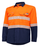 Hard Yakka Shieldtec Lenzing Fr Hi-Visibility Two Tone Long Sleeve Open Front Shirt With Tape (Y04370)